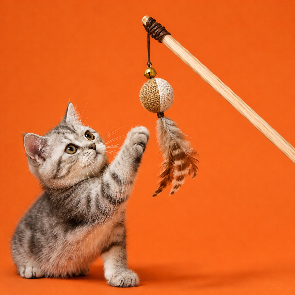 Canne à Pêche Poileo™ – Plumeau & grelot pour chat